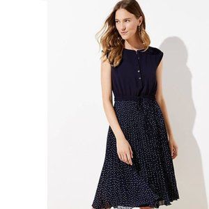 LOFT Navy Pleated Midi Dress - 4